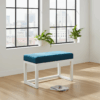 Wooden-Framed Velvet Bench 60x40cm – Teal Blue & White