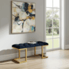 Black Velour Upholstered Bench 100x40cm &ndash; Gold Metal Frame