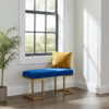 Blue Velour Upholstered Bench 100x40cm – Gold Metal Frame