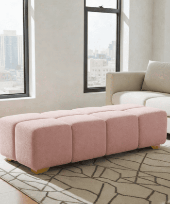 Bubble Pouffe Ottoman – Large Boucle - Cube  Upholstery,130x50x50 cm