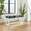 Dark Floral Wooden Bench 100x30cm - White Alder Frame