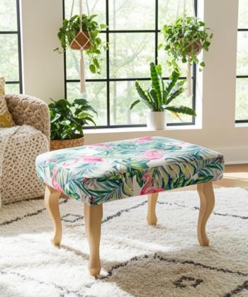 Flamingo Paradise Velvet Pouffe is the Ultimate Tropical Statement