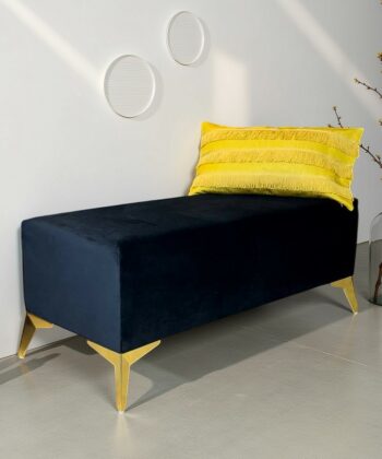 Handmade Velvet Bench with Gold Metal Legs –  Upholstery