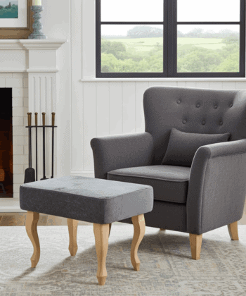 Grey Marble Velvet Footstool – Sleek Accent for Minimalist Homes