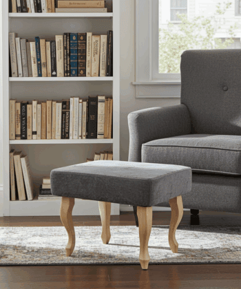 Grey Marble Velvet Footstool – Sleek Accent for Minimalist Homes