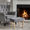 Grey Marble Velvet Footstool – Sleek Accent for Minimalist Homes