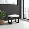 Ivory Velvet Bench 60x40cm – Modern Black Frame