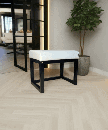 Ivory Velvet Bench 60x40cm – Modern Black Frame