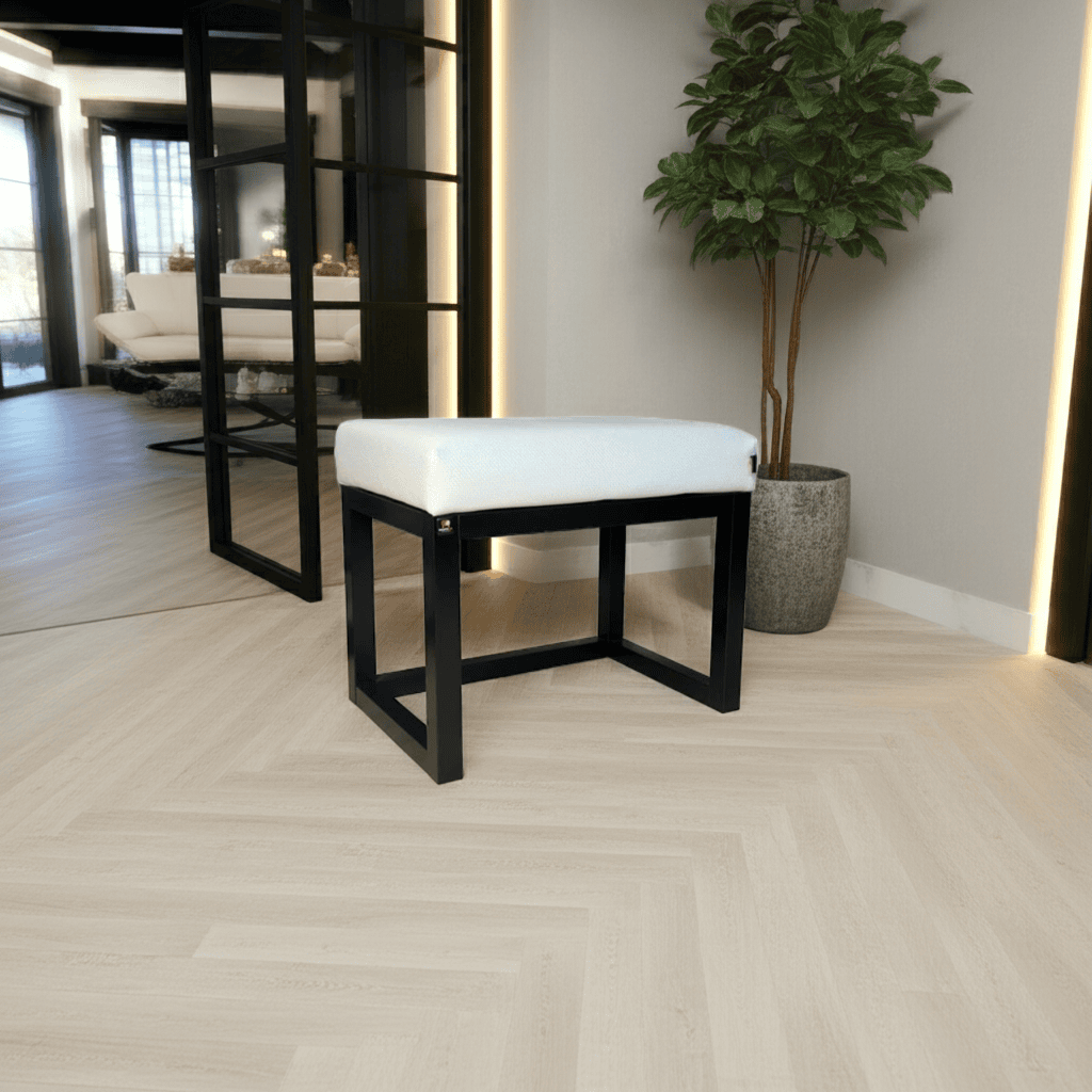 Ivory Velvet Bench 60x40cm – Modern Black Frame