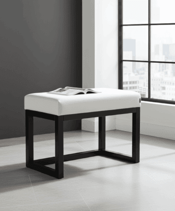 Ivory Velvet Bench 60x40cm – Modern Black Frame