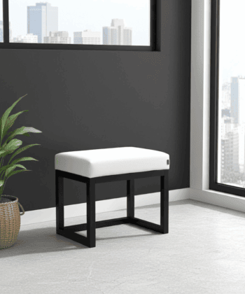 Ivory Velvet Bench 60x40cm – Modern Black Frame