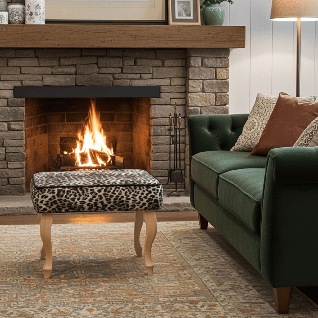 Leopard Luxe Velvet Footstool – Statement Pouffe for Irish Homes