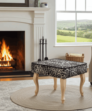 Leopard Luxe Velvet Footstool – Statement Pouffe for Irish Homes