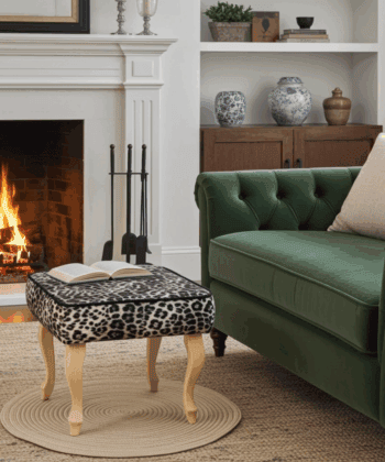 Leopard Luxe Velvet Footstool – Statement Pouffe for Irish Homes