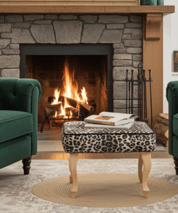 Leopard Luxe Velvet Footstool – Statement Pouffe for Irish Homes