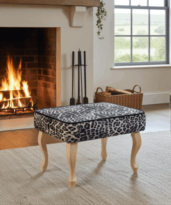 Leopard Luxe Velvet Footstool – Statement Pouffe for Irish Homes