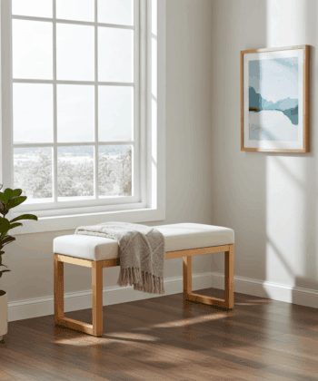 Luxury Wooden-Framed Velvet Bench – PouffeLove Visible Bench
