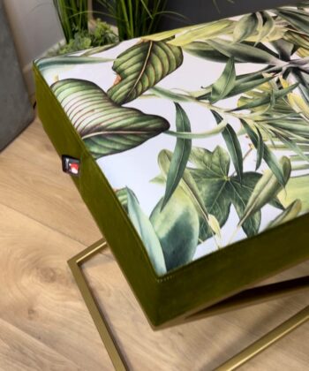 Metal-Framed Bench 100x40cm – Botanical Velvet & Gold X-Frame