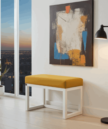 Miredo Wooden-Framed Velvet Bench 60x40cm – Mustard Seat