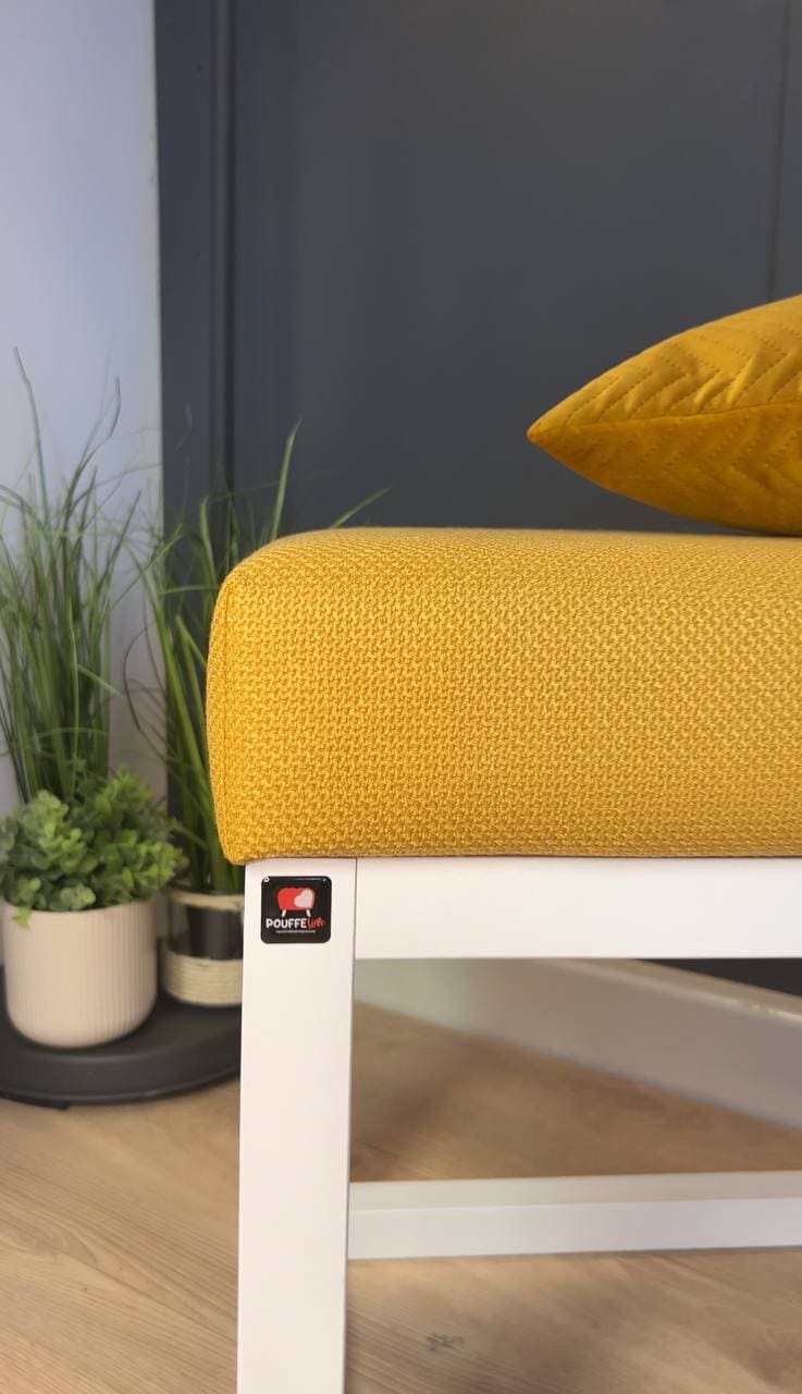 Miredo Wooden-Framed Velvet Bench 60x40cm – Mustard Seat