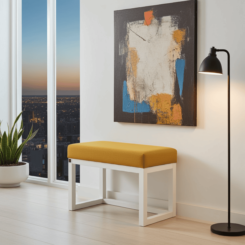 Miredo Wooden-Framed Velvet Bench 60x40cm – Mustard Seat