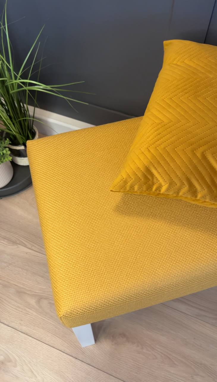 Miredo Wooden-Framed Velvet Bench 60x40cm – Mustard Seat