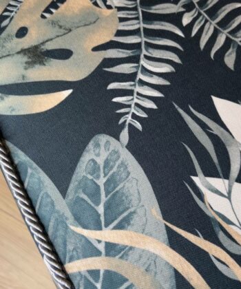 Modern Velvet Footstool 60x40cm – Botanical Pattern