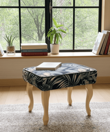 Modern Velvet Footstool 60x40cm – Botanical Pattern