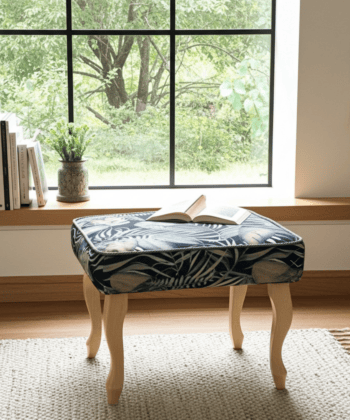 Modern Velvet Footstool 60x40cm – Botanical Pattern