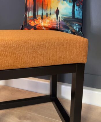 Modern Wooden-Framed Velvet Bench 60x40cm Orange Elegance