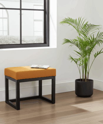 Modern Wooden-Framed Velvet Bench 60x40cm Orange Elegance