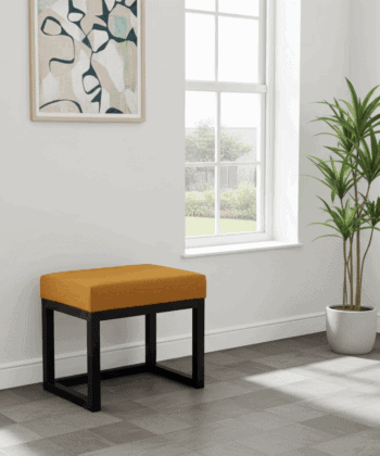 Modern Wooden-Framed Velvet Bench 60x40cm Orange Elegance