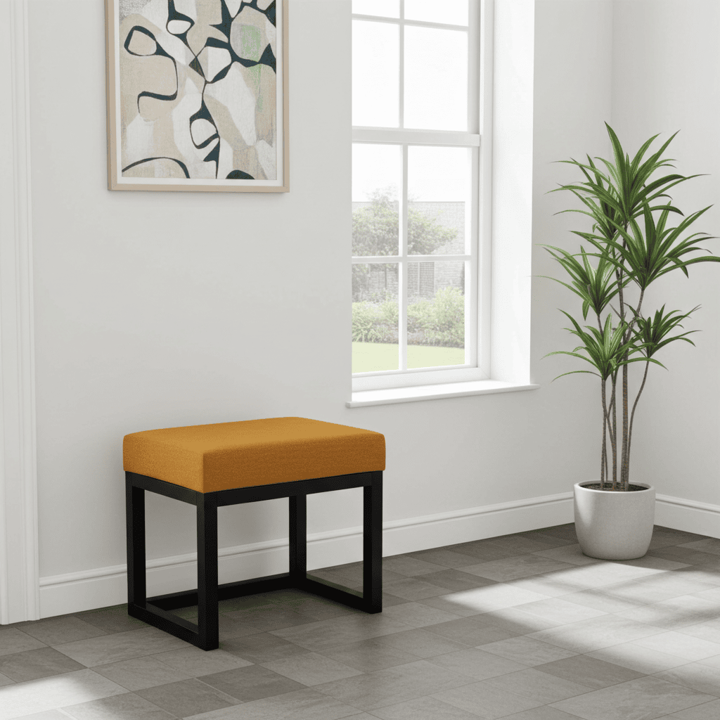 Modern Wooden-Framed Velvet Bench 60x40cm Orange Elegance