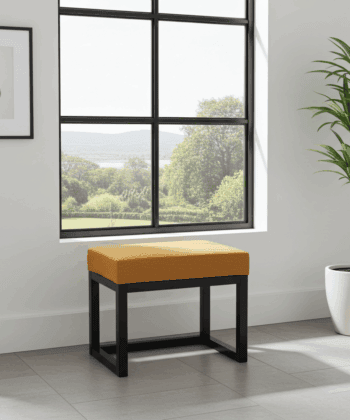 Modern Wooden-Framed Velvet Bench 60x40cm Orange Elegance