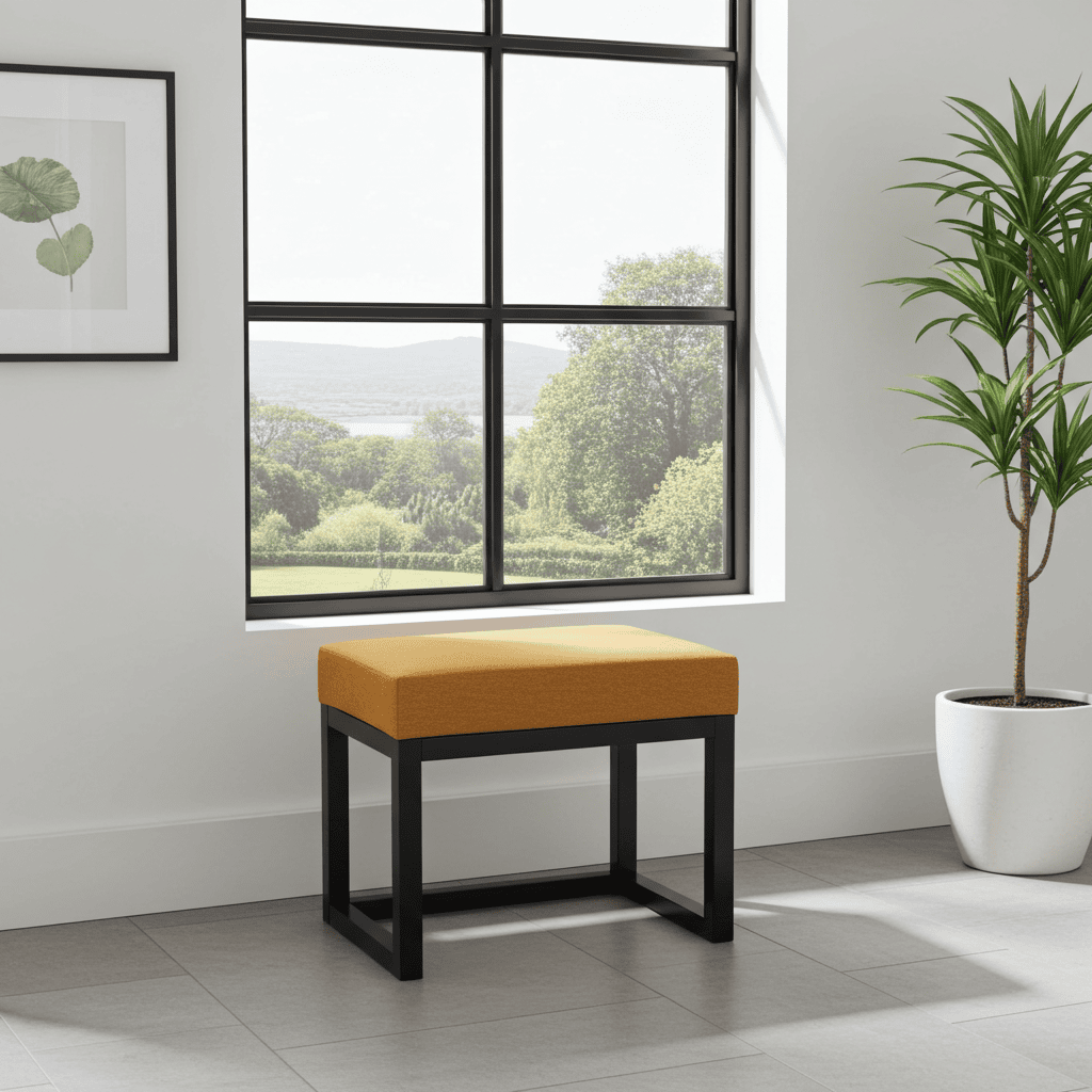 Modern Wooden-Framed Velvet Bench 60x40cm Orange Elegance