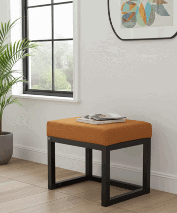 Modern Wooden-Framed Velvet Bench 60x40cm Orange Elegance