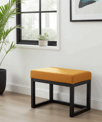 Modern Wooden-Framed Velvet Bench 60x40cm Orange Elegance