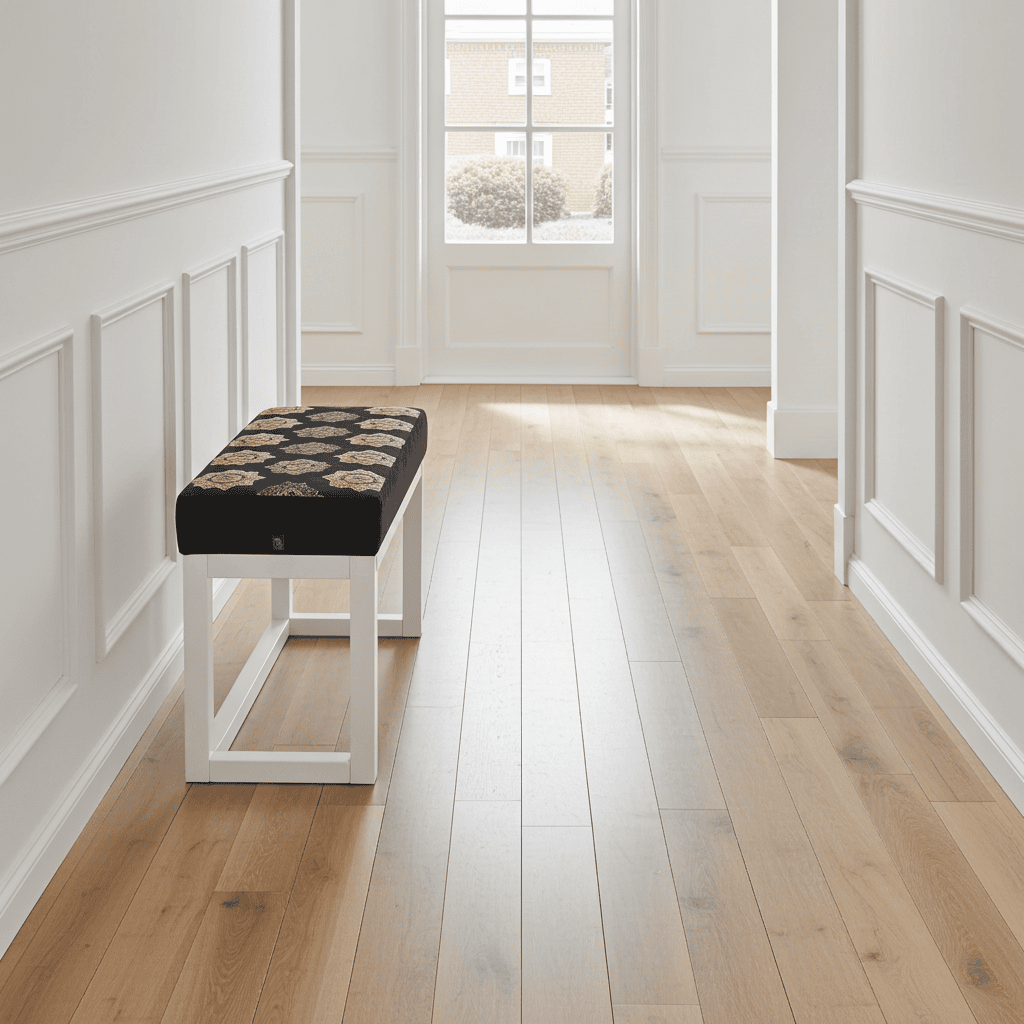 Sereneseat Wooden-Framed Velvet Bench 100x30cm White Frame