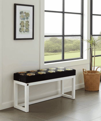 Sereneseat Wooden-Framed Velvet Bench 100x30cm White Frame