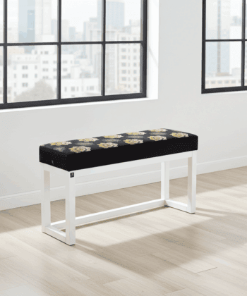 Sereneseat Wooden-Framed Velvet Bench 100x30cm White Frame
