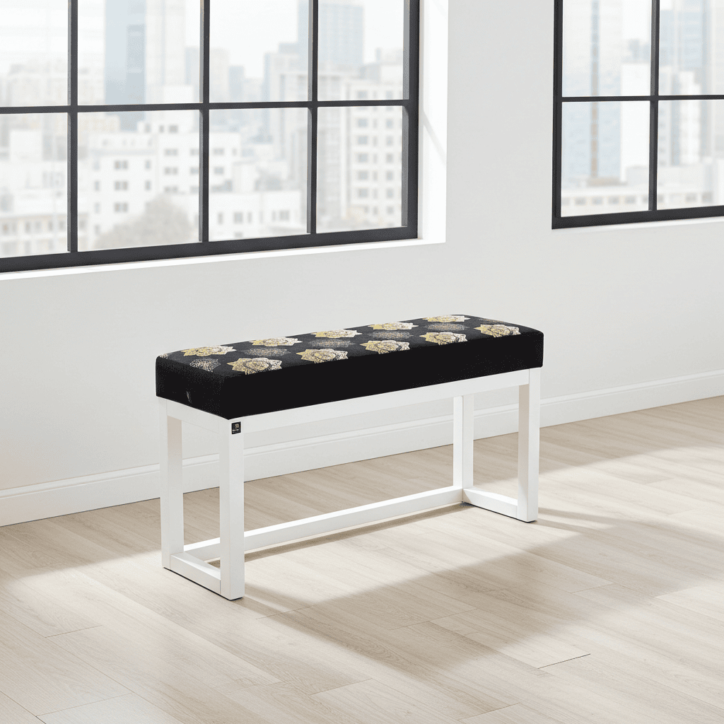 Sereneseat Wooden-Framed Velvet Bench 100x30cm White Frame