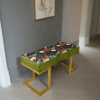 Upholstered Bench 100x40cm – Gold Metal Frame & Botanical