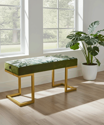 Upholstered Bench 100x40cm – Gold Metal Frame & Premium