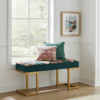 Upholstered Bench with Gold Metal Frame – Floral Velvet Elegance