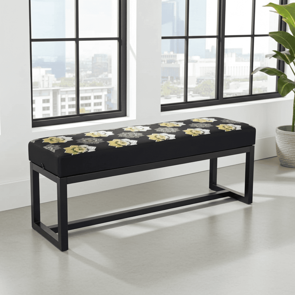 UrbanChic Metal-Framed Bench 100x30cm – Handmade Velvet