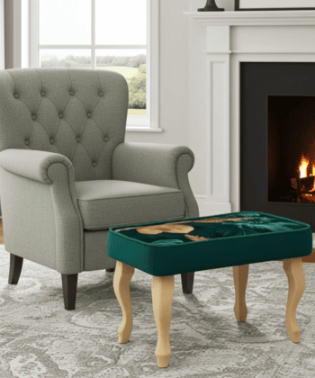 Velvet Footstool 60x40cm – Customisable Green Elegance