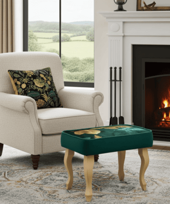 Velvet Footstool 60x40cm – Customisable Green Elegance