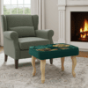 Velvet Footstool 60x40cm – Customisable Green Elegance