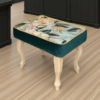 Velvet Footstool 60x40cm – Floral Top & Natural Beech Legs