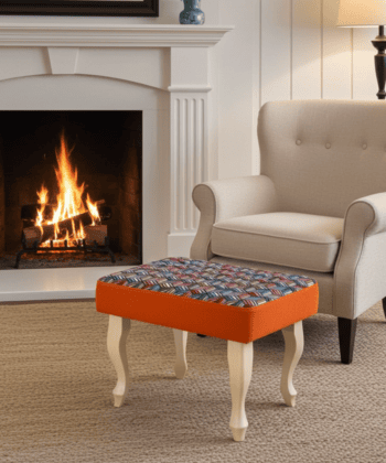 Vibrant Geometric Velvet Footstool Colourful . Ireland